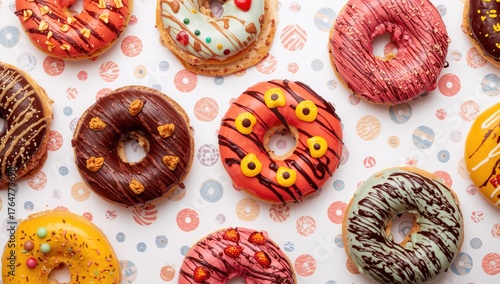 Assorted glazed donuts arra...