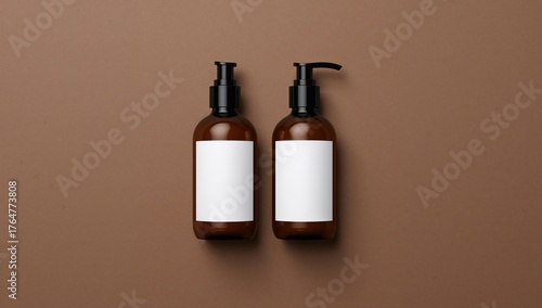 Mockup of amber glass conta...