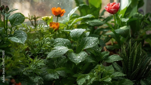 Indoor plants adorned with ...