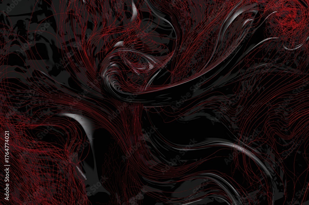 Obraz premium Glossy red strands on a dark backdrop