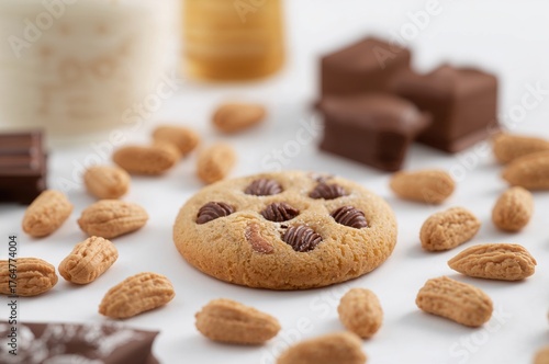 Peanut Cookie on a White Ba...