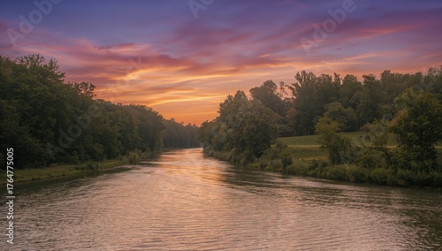 Scenic Riverbank with Trees...