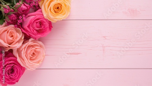 Vivid roses displayed on a ...