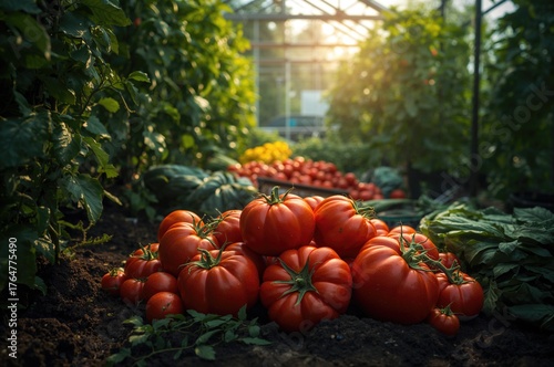 Mature tomatoes being picke...