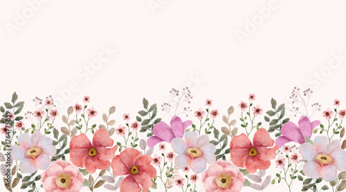 soft pink floral watercolor border frame