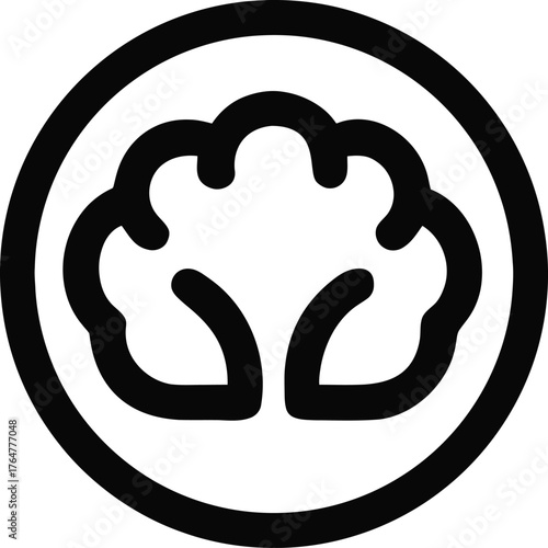 Simple line art icon of a stylized cauliflower in a circle frame vector