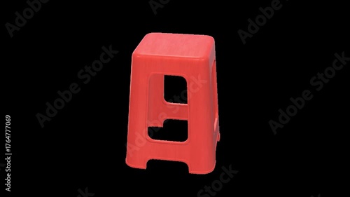 Red Plastic Stool for Home and Garden