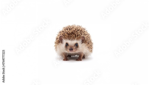 A hedgehog on a plain white...