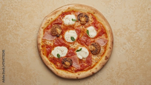 Delicious warm pizza featur...