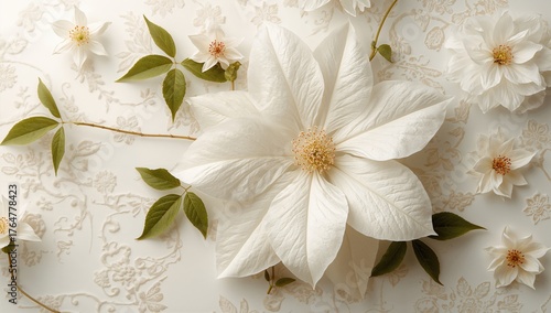 Large white clematis floral...