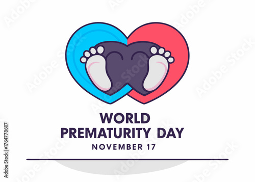 World Prematurity Day illustration with baby feet forming a heart shape celebrated on November 17