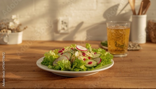 Fresh green lettuce salad w...