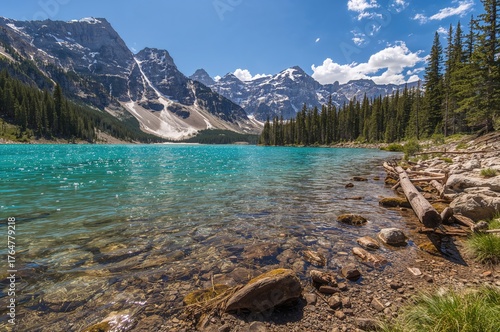 Alpine turquoise lake with ...