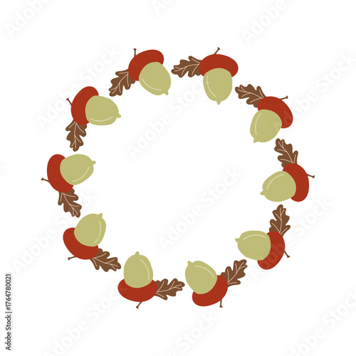 A decorative wreath made of autumn acons. Vector illustration	
