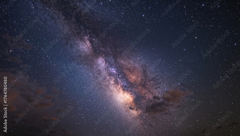 Fototapeta premium Stars and the Milky Way illuminate the nighttime sky