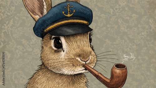 Hand-drawn rabbit face wear...