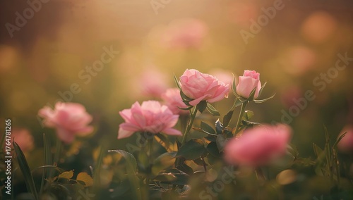 Delicate pink roses in bloo...