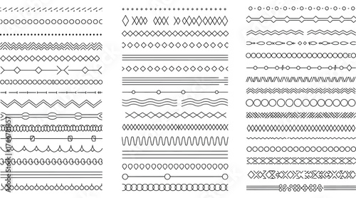 Vector art of collection of decorative line designs, featuring various patterns and styles, perfect for adding a touch of elegance and detail to any creative project