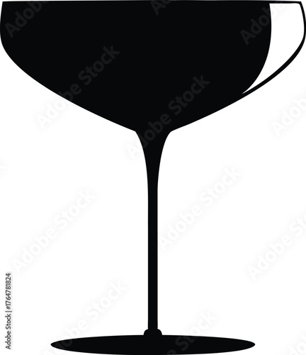 Elegant silhouette of a wine glass with a shadow displaying sophistication and celebration vector