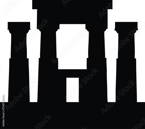 Ancient egyptian temple facade monumental architecture silhouette for historical design vector
