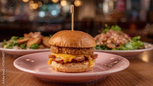 Mini tofu burger served on ...