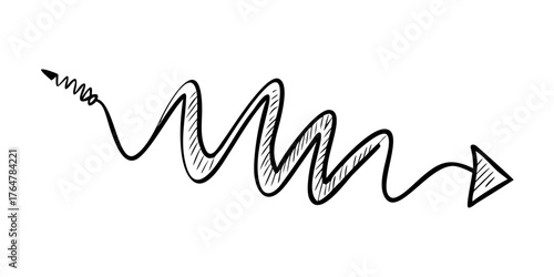 Doodle spiral arrows icon. Design quirky twist zigzag line, spring coil, curve wave. Vector illustration .icon
