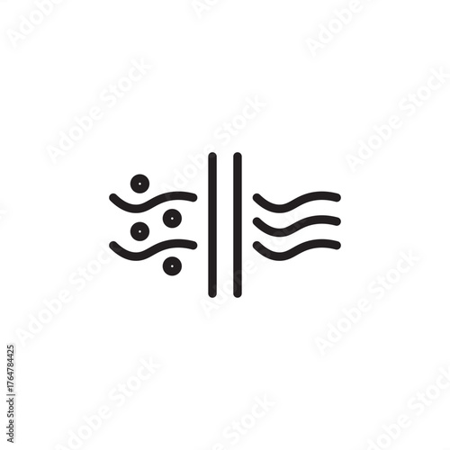 Filtration system icon symbolizing fluid purification and separation, representing industrial process control, advanced air and water treatment, and specialized micro-particle removal equipment.