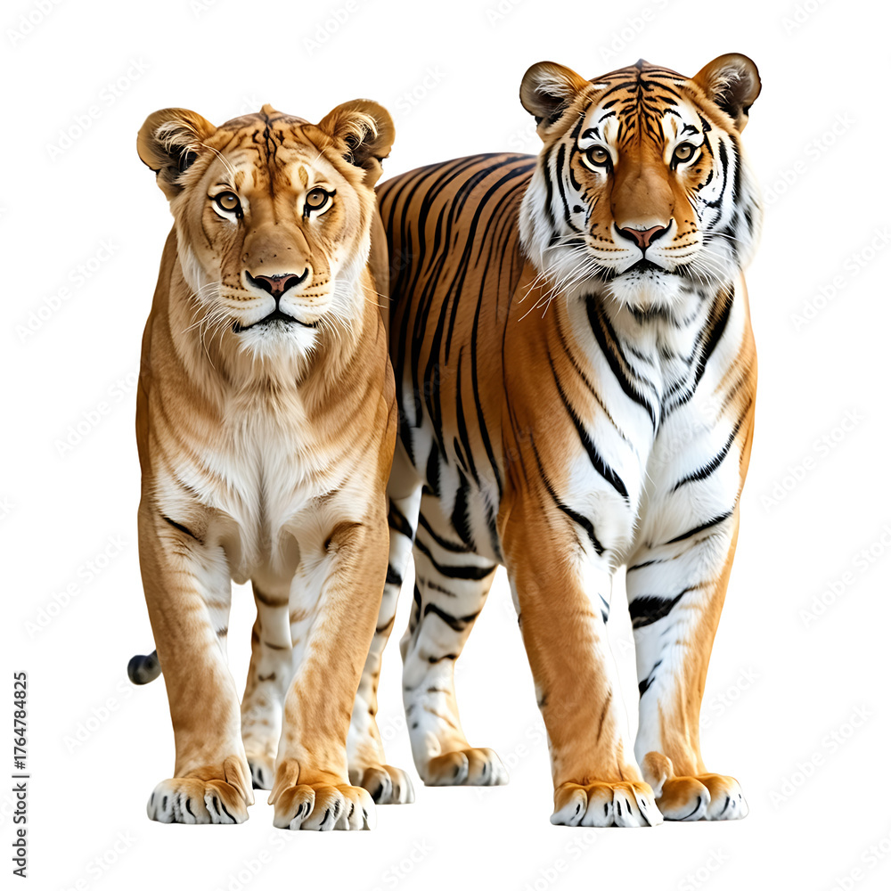 Naklejka premium Lion, tiger png clipart, female wildlife animal on transparent background