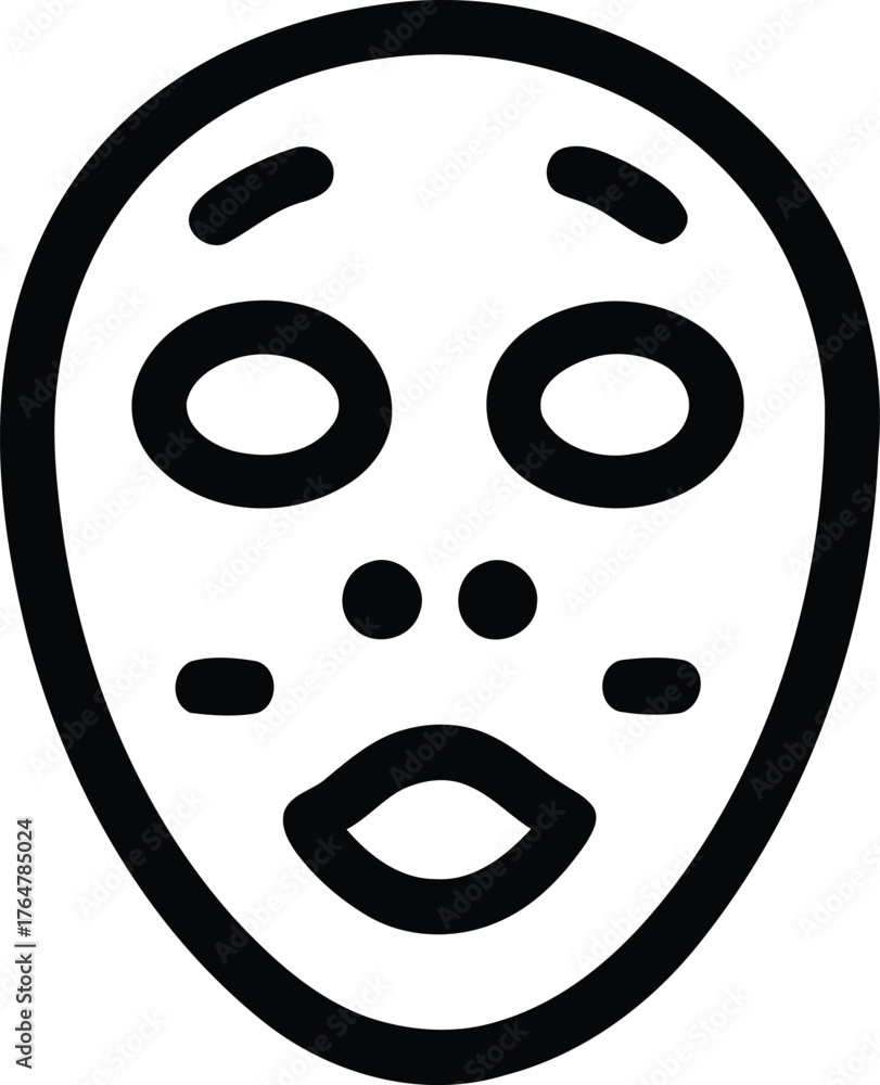 Fototapeta premium Stylized human face icon with expressive features for beauty and cosmetics concepts vector