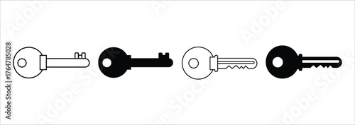 Keys black silhouette icon set collections vector.