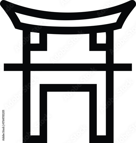 Simple stylized torii gate symbol japanese shinto shrine entrance outline icon vector