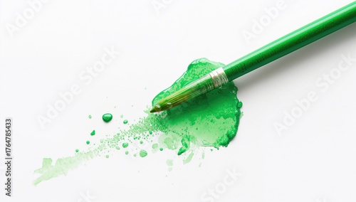 Vibrant green brushstroke i...
