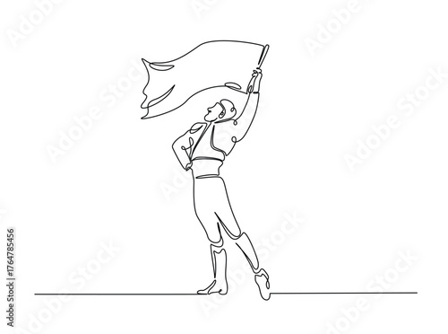 Spanish bullfighter - Matador in single outline illustration. Continuous line art drawing of matador during the bullfight. Editable stroke.