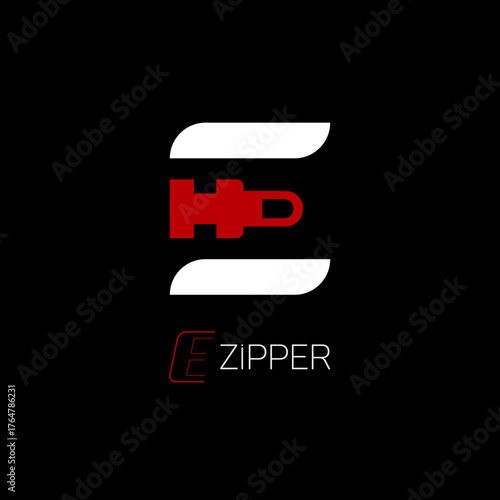 letter e zipper shapes logo design