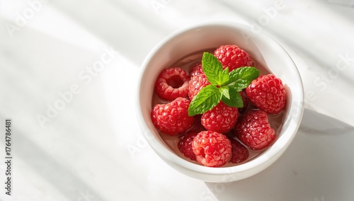 Fresh raspberries and mint ...