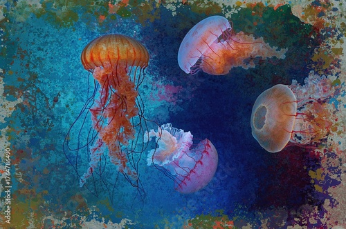 Oil-covered jellyfish displ...