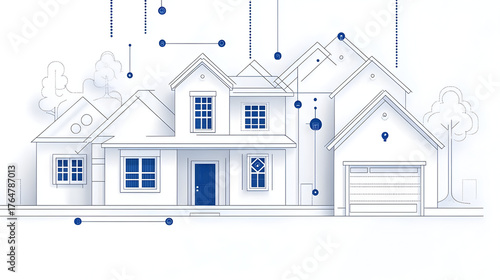 Smart Home Technology Connected House Network.