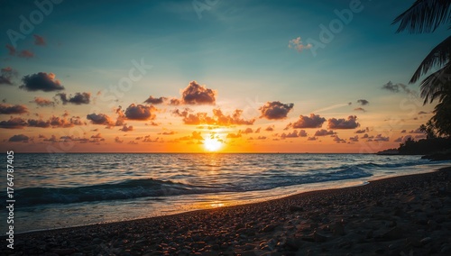 Beautiful sunset by the oce...
