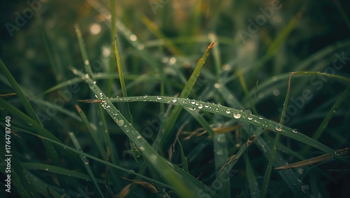 Water droplets on blades of...