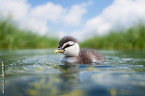 Young Little Grebe Floating...