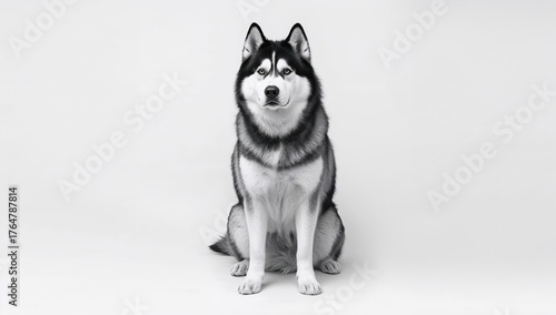 Monochrome photo of a Husky...