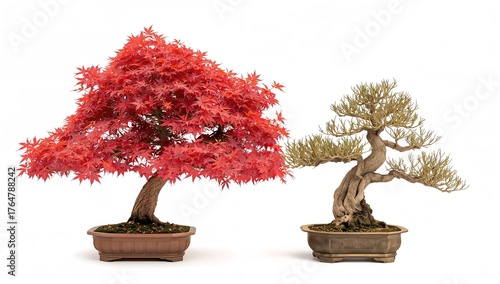 Bonsai tree and red maple s...