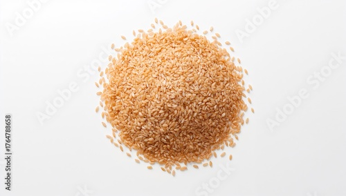 Pile of brown rice grains a...