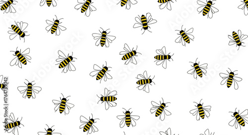 Charming bee pattern for playful designs, perfect for kids' decor and sweet, buzzing themes