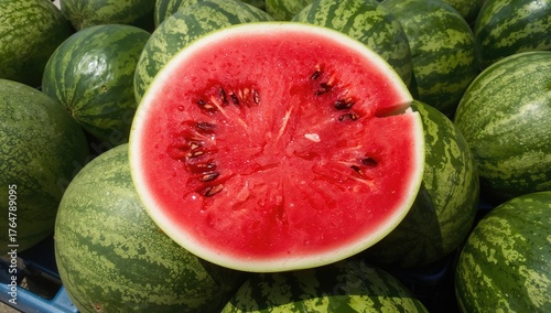 A juicy, sliced watermelon ...