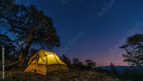 Nighttime camping tent bene...