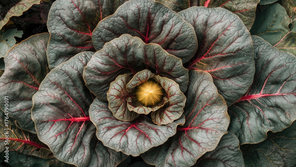 Fototapeta premium Vibrant hues of leafy green vegetables in a garden setting