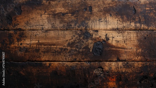 Charred and scratched hardw...