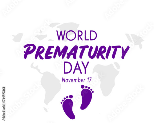 World Prematurity Day Illustration with Baby Footprints and World Map Background for Awareness