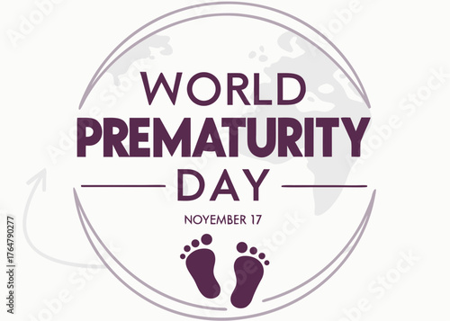 World Prematurity Day Illustration with Baby Footprints and Globe Background for Awareness